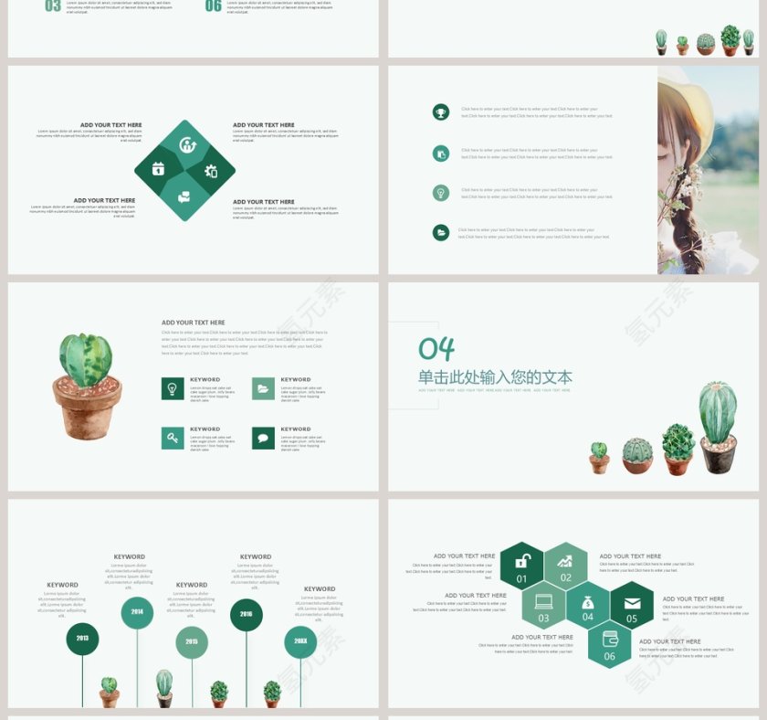 仙人球清新总结汇报PPT模板第4张