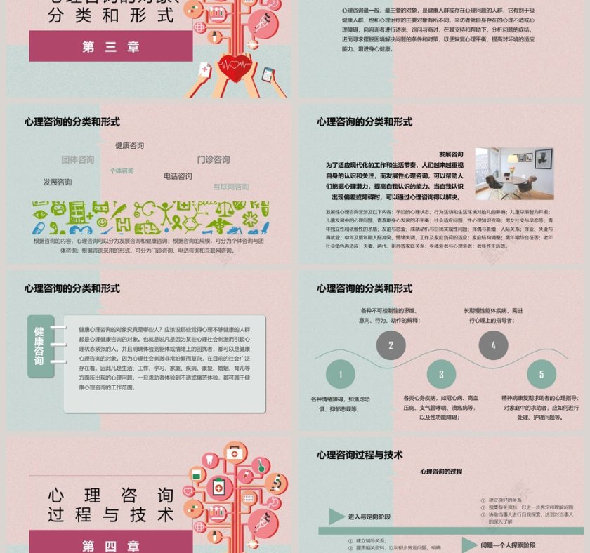 粉蓝色心理咨询PPT模板第3张