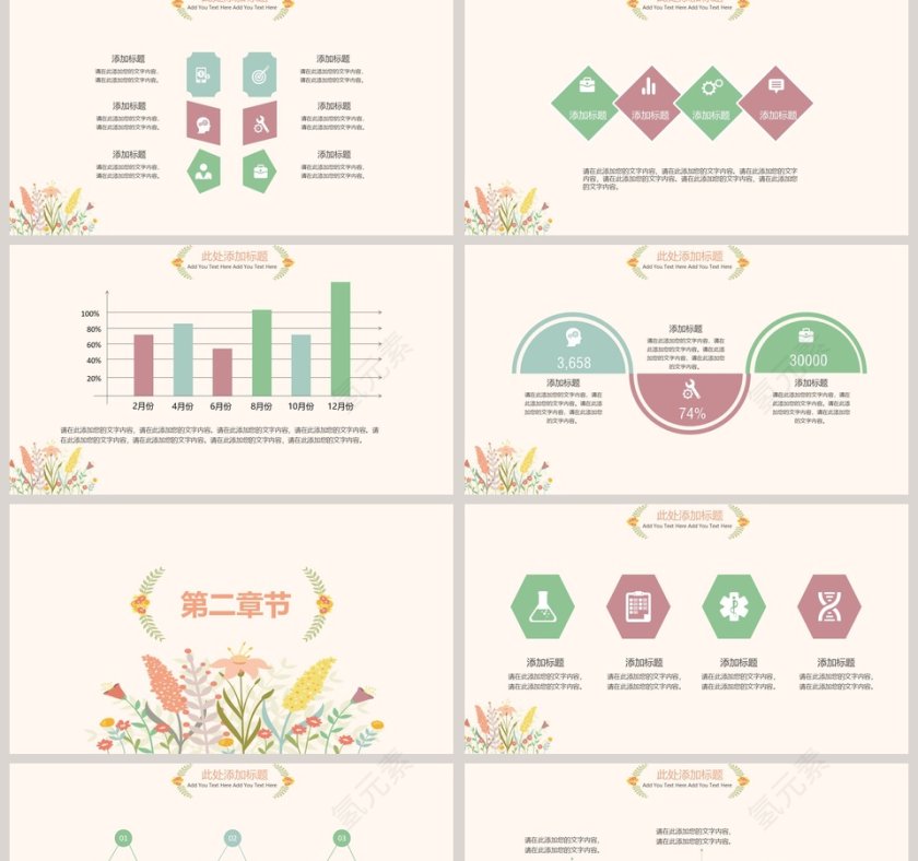 清新花纹毕业答辩PPT模板第2张