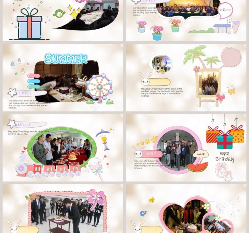 白色大气气球员工生日会ppt模板第3张