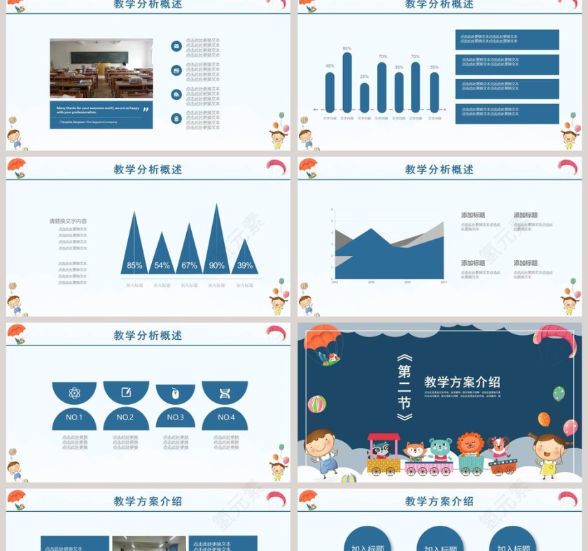 卡通儿童公开课培训课件PPT模板 第2张