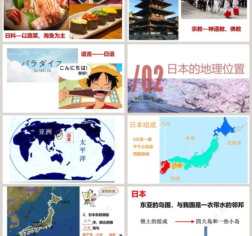 一衣带水的邻邦PPT模板下载第3张