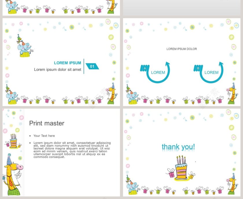 卡通儿童小动物背景教育培训PPT第2张