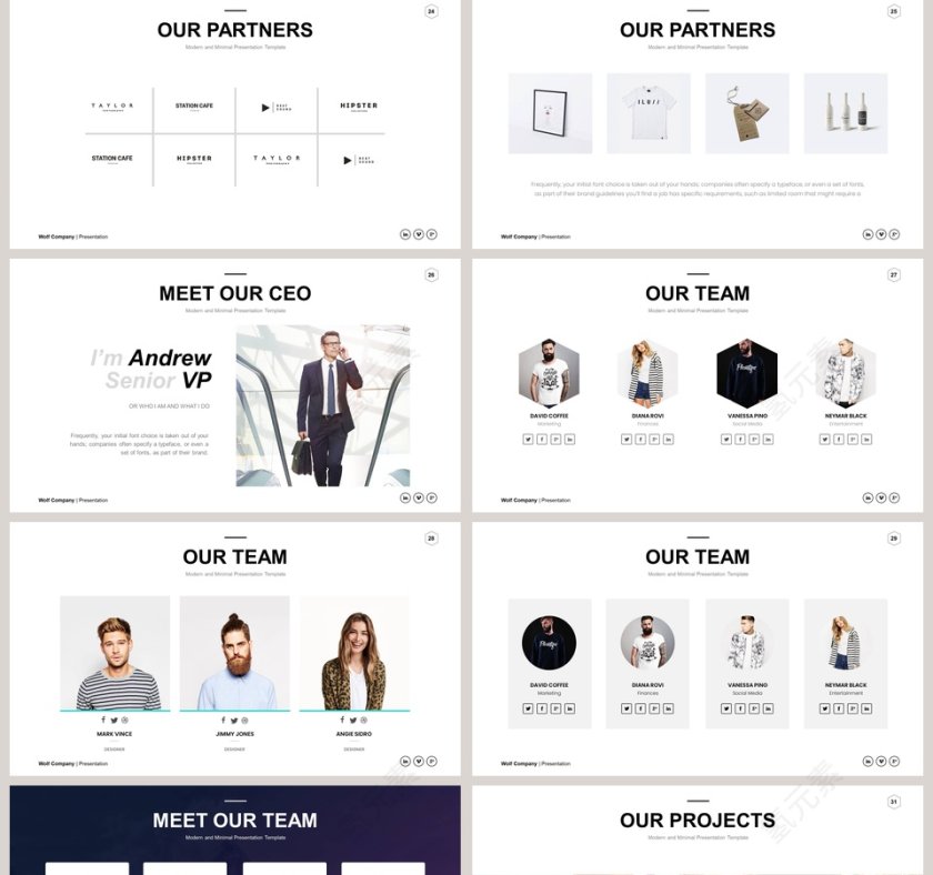 全动态简约简单大气黑白色欧美极简PPT第5张