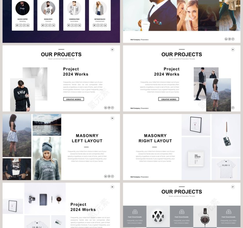 全动态简约简单大气黑白色欧美极简PPT第6张