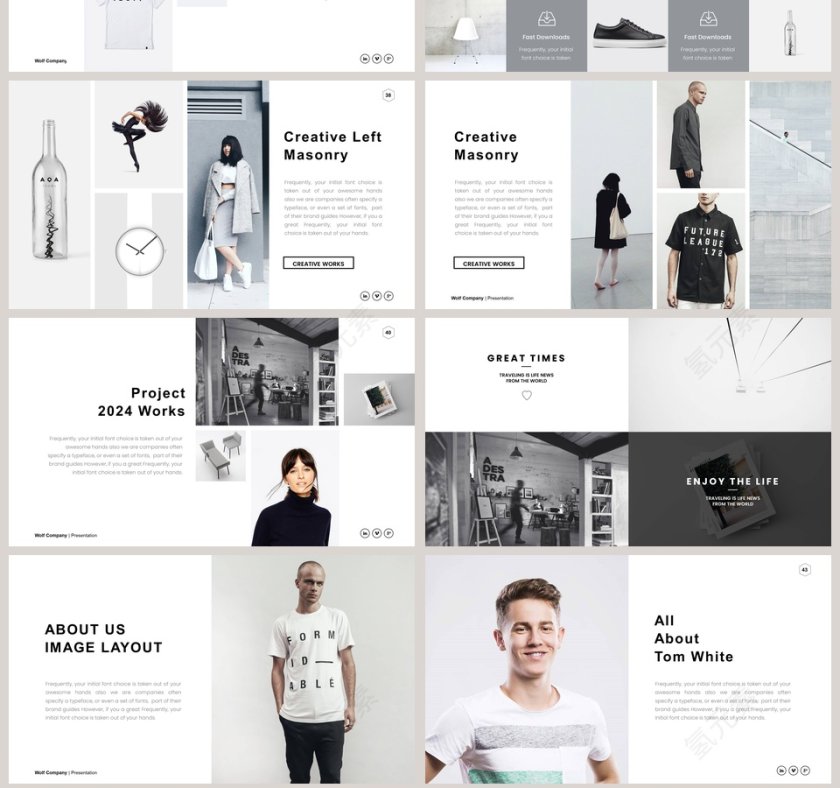 全动态简约简单大气黑白色欧美极简PPT第7张