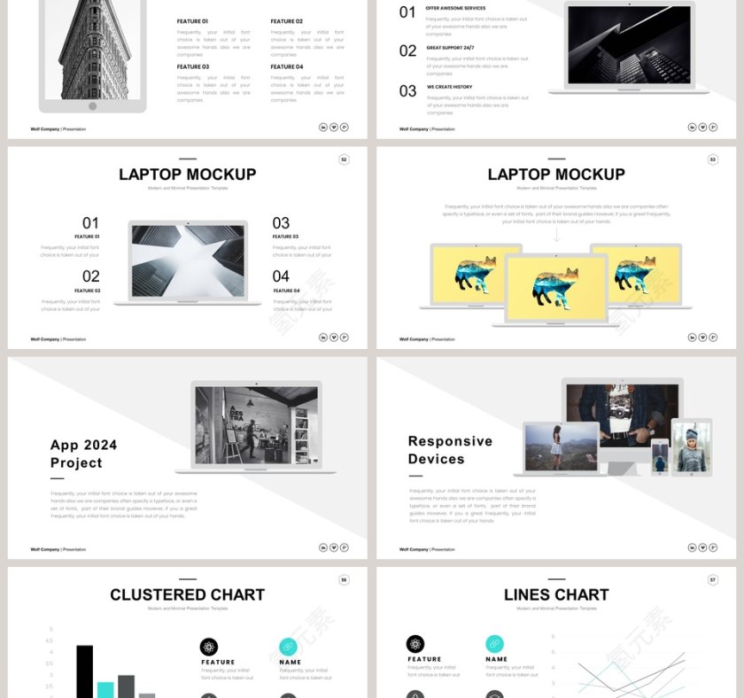 全动态简约简单大气黑白色欧美极简PPT第9张