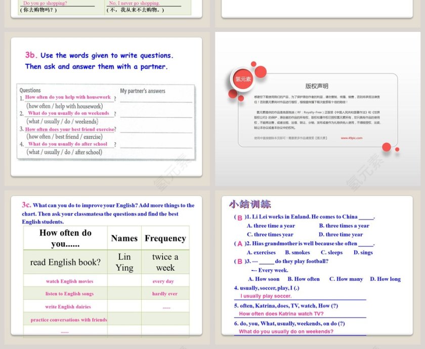 Unit 2 How often do you exercise-Section A Grammar Focus  3c教学ppt课件第2张