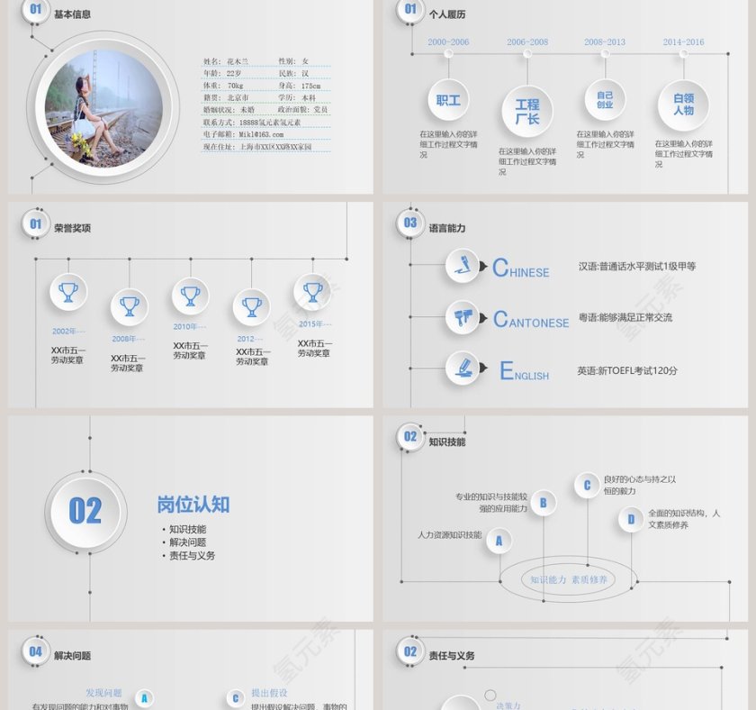 简约个人竞聘简历PPT模板第2张