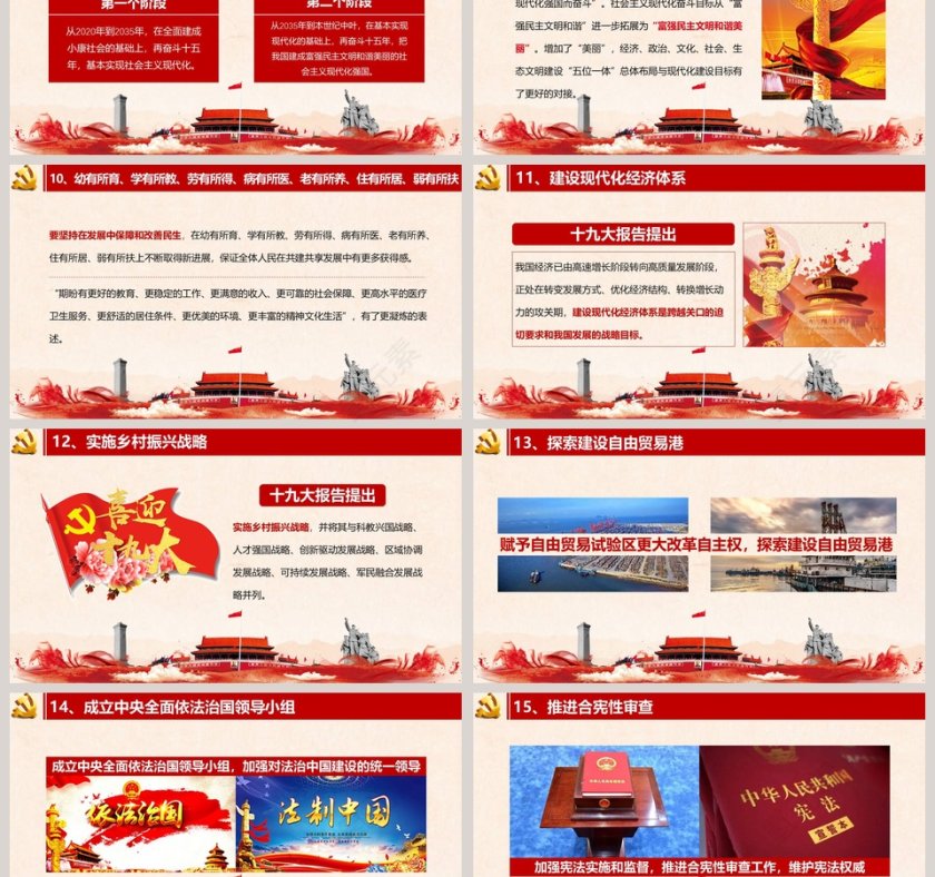 十九大报告40个新提法新举措党徽PPT第3张