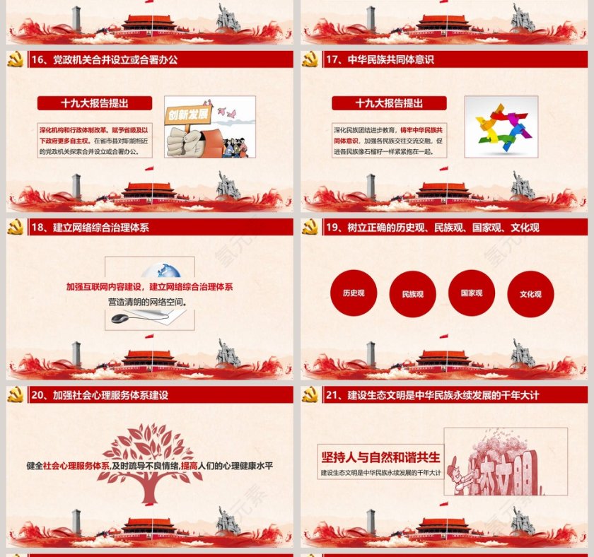 十九大报告40个新提法新举措党徽PPT第4张