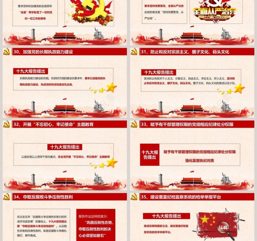 十九大报告40个新提法新举措党徽PPT第6张