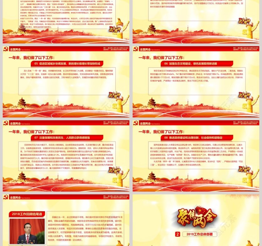 聚焦和解读全国两会PPT模板第3张