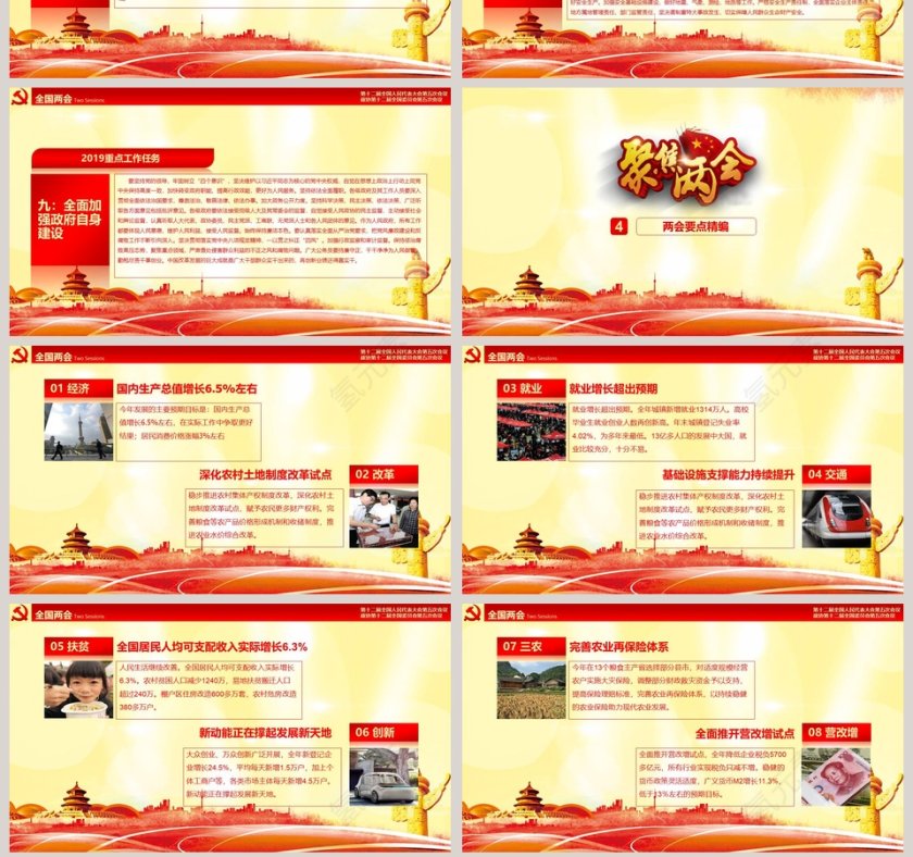 聚焦和解读全国两会PPT模板第7张