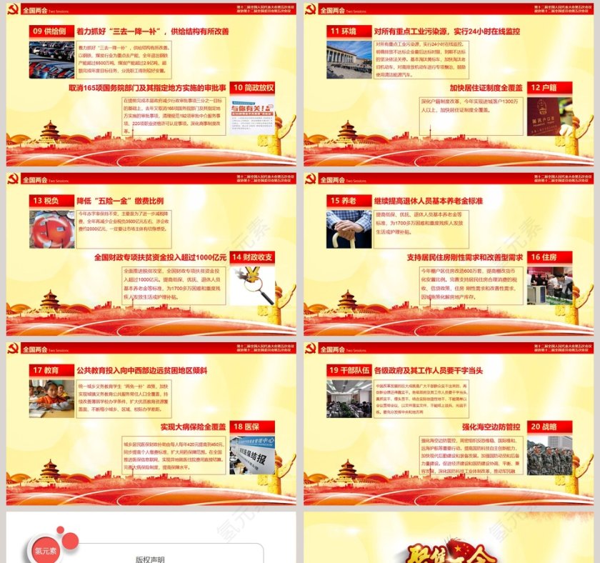 聚焦和解读全国两会PPT模板第8张