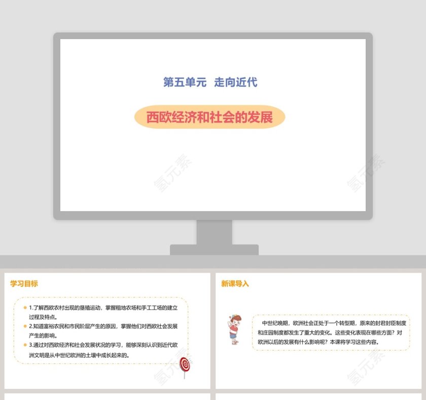 西-欧经济和社会的发展-PPT模板第1张