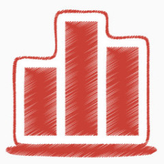 红色的柱状图图标