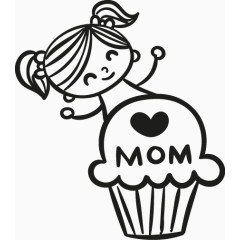 母亲节线稿卡通画