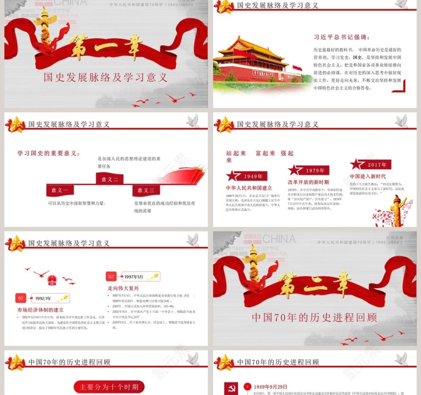 建国70周年学新中国《国史》主题教育PPT模板第2张