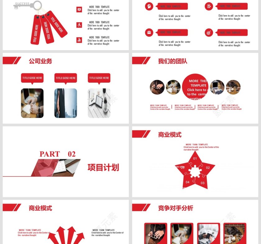 红色简约大气完整框架商业计划书第3张
