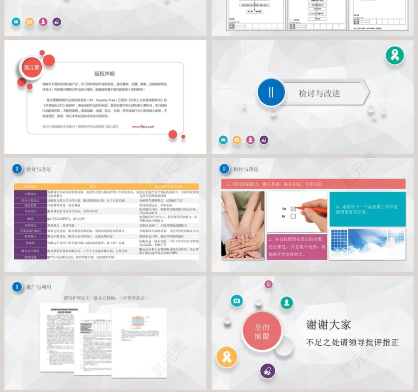 框架完整护理品管圈主题汇报PPT模板第7张