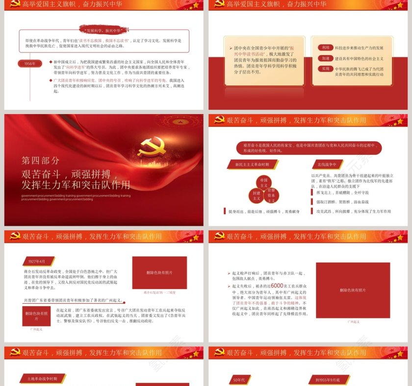 共青团的优良传统与作风中国风党政党课通用PPT模板第5张