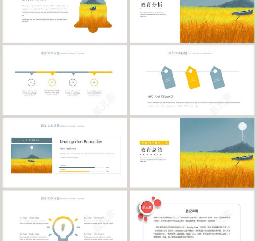 黄色小麦教育教学说课PPT模板第3张