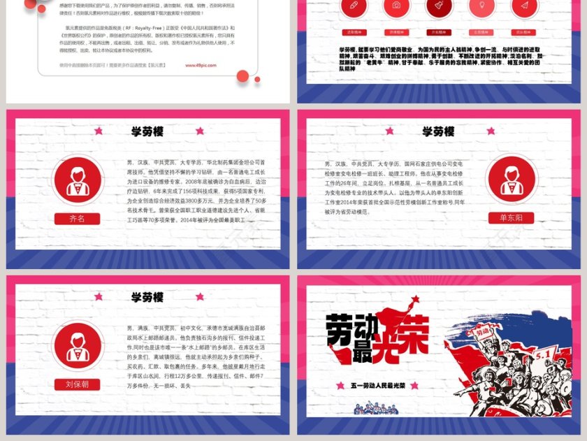 怀旧风格劳动最光荣节日教育ppt模板第6张