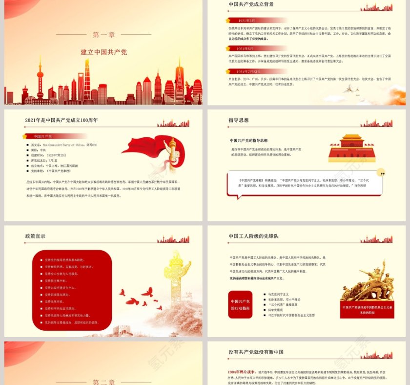 热烈庆祝中国共产党100周年专题党课PPT模板第2张