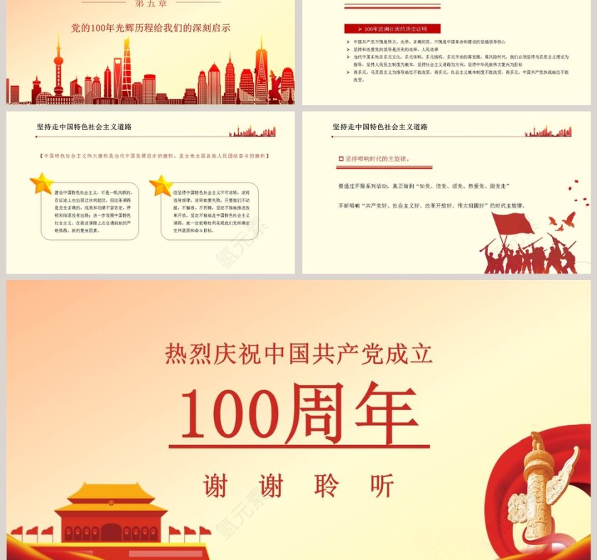 热烈庆祝中国共产党100周年专题党课PPT模板第6张