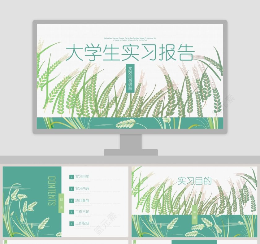 简约清新大学生实践报告PPT第1张