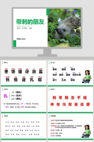 教师说课三年级语文上册带刺的朋友语文课件PPT