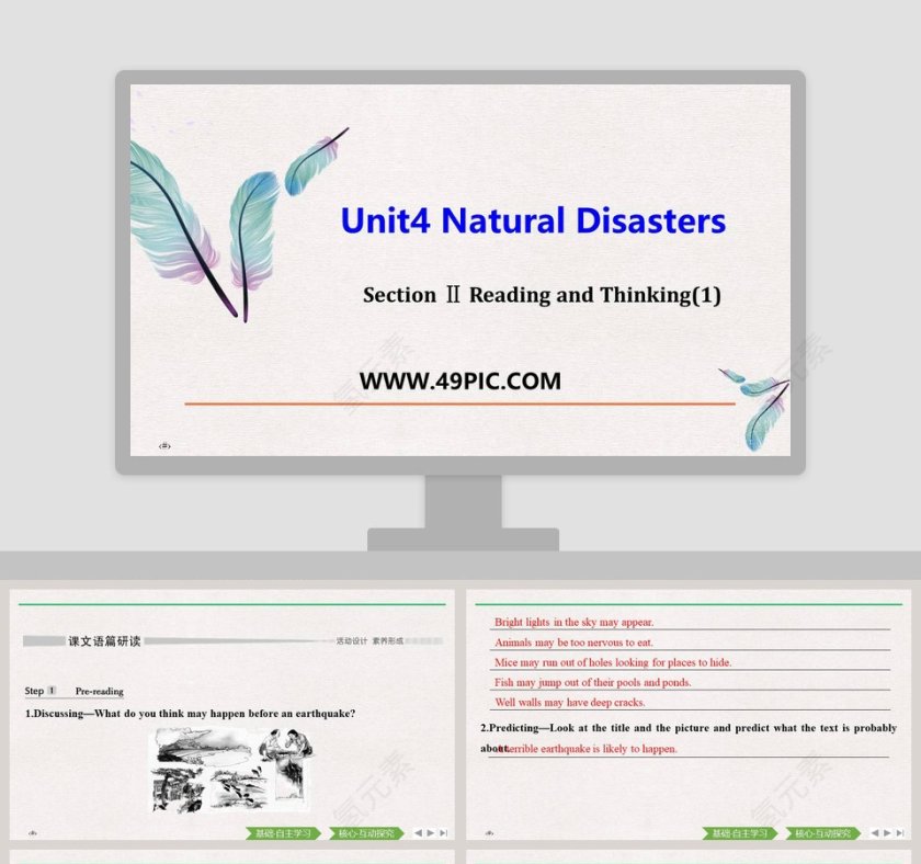 Unit4 Natural Disasters-Section  Reading and Thinking1 - 自然灾害的认识与思考 - 教育培训行业PPT模板第1张