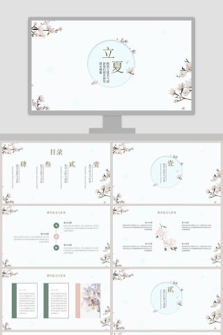 清新简约教育教学国风立夏节气PPT模板