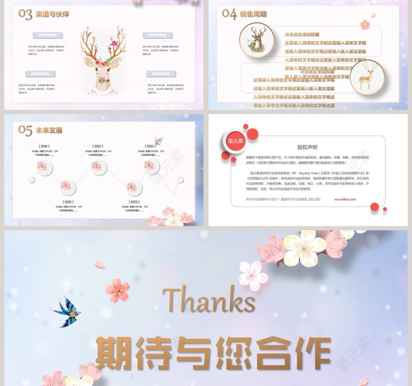 梦幻甜美水彩小清新动态ppt模板商业项目计划书第5张