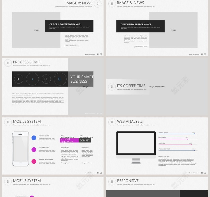  欧美经典商务时尚工作总结PPT模板  第5张