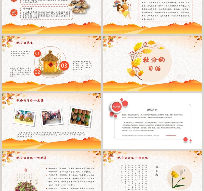 二十四节气主题PPT秋分节气PPT模板第3张