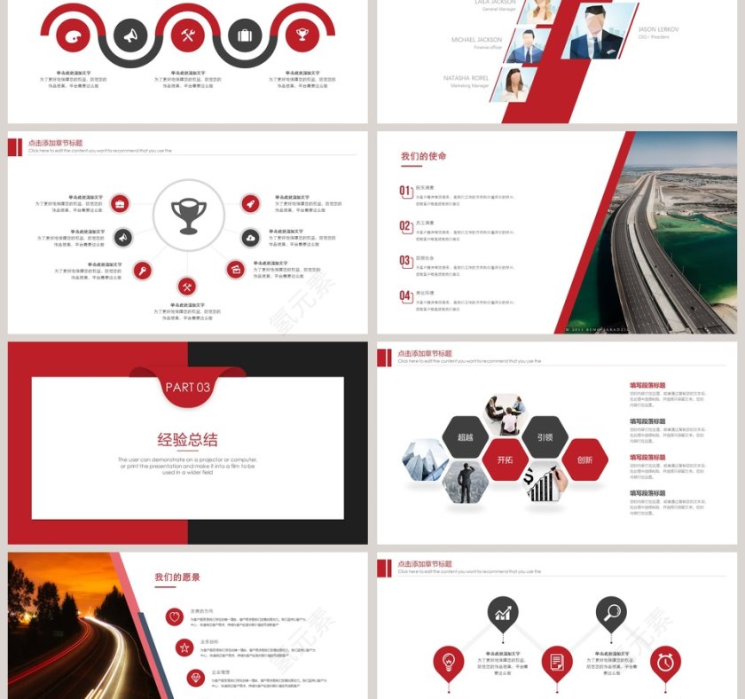 红色大气商务工作总结汇报第3张
