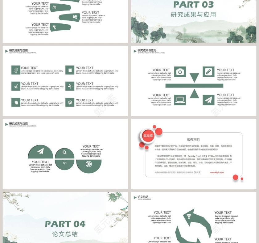 绿色简约清新答辩模板PPT第3张