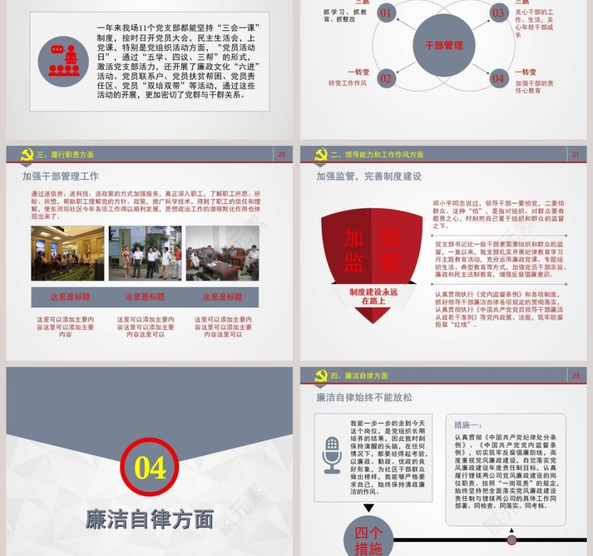 党员干部述职述廉报告廉洁廉政PPT模板干部转正PPT第5张