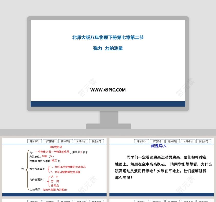 北师大版八年物理下册第七章第二节-弹力  力的测量教学ppt课件第1张