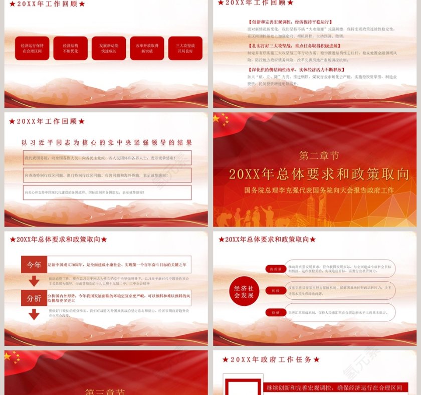 红色大气政府工作报告PPT模板第2张
