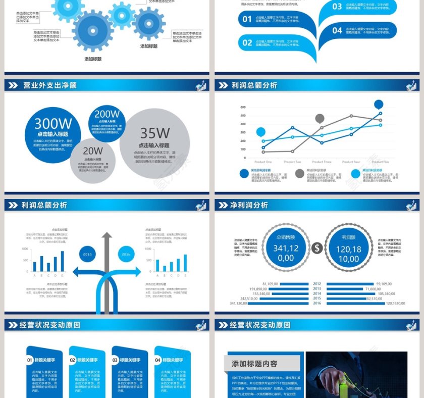 蓝色大气财务总结报告ppt模板第6张