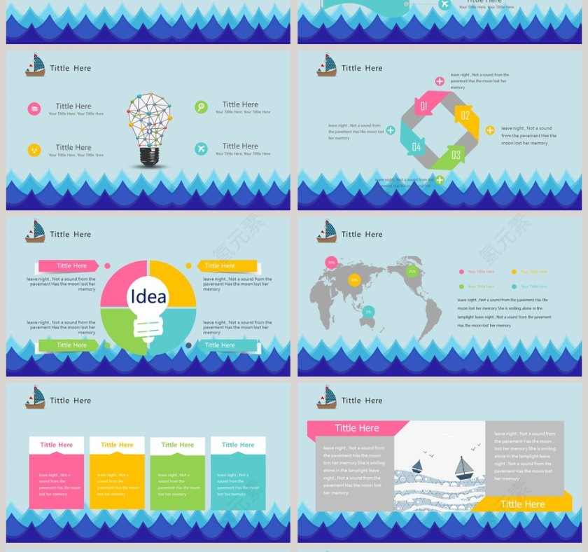 小清新蓝色海洋模板ppt第4张