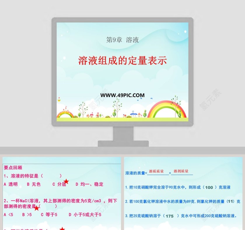 溶液组成的定量表示在PPT模板中的应用第1张
