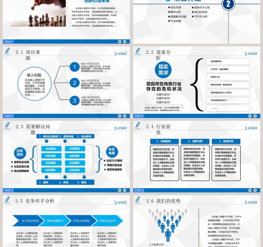 蓝色商务创业商业融资计划书商业计划书路演PPT模板   第3张