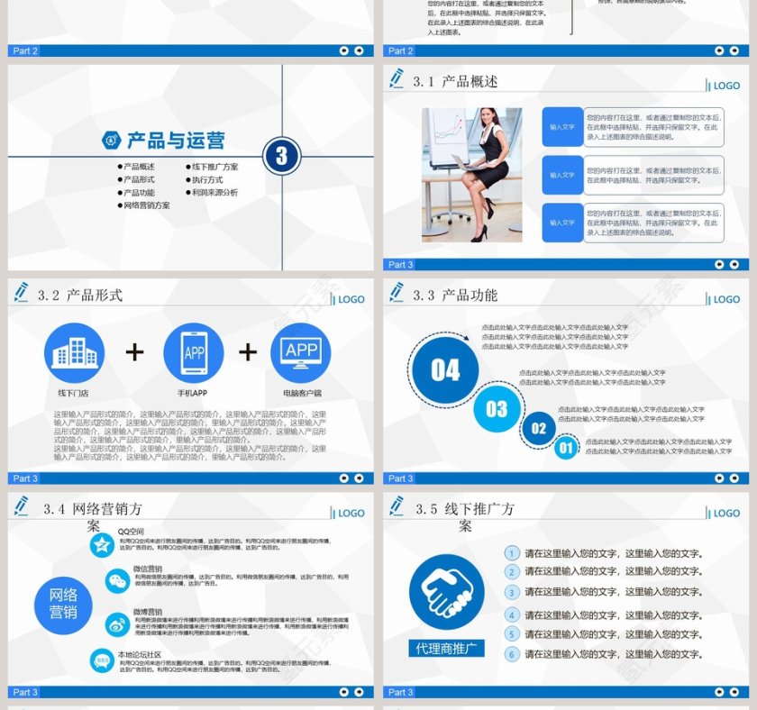 蓝色商务创业商业融资计划书商业计划书路演PPT模板   第4张