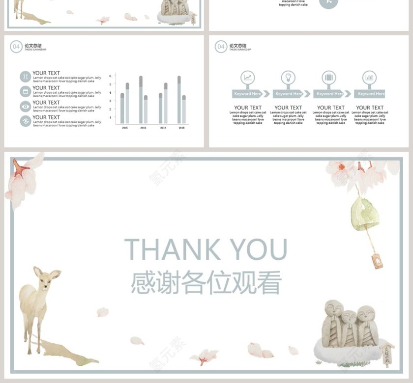 日系小清新大学生论文答辩模板第4张