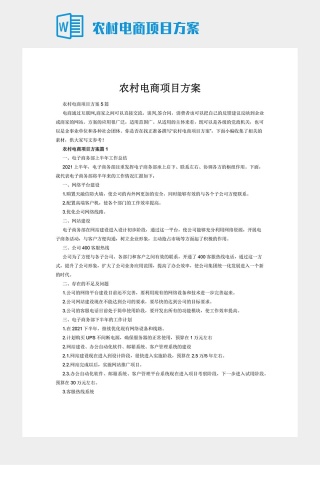 农村电商项目方案