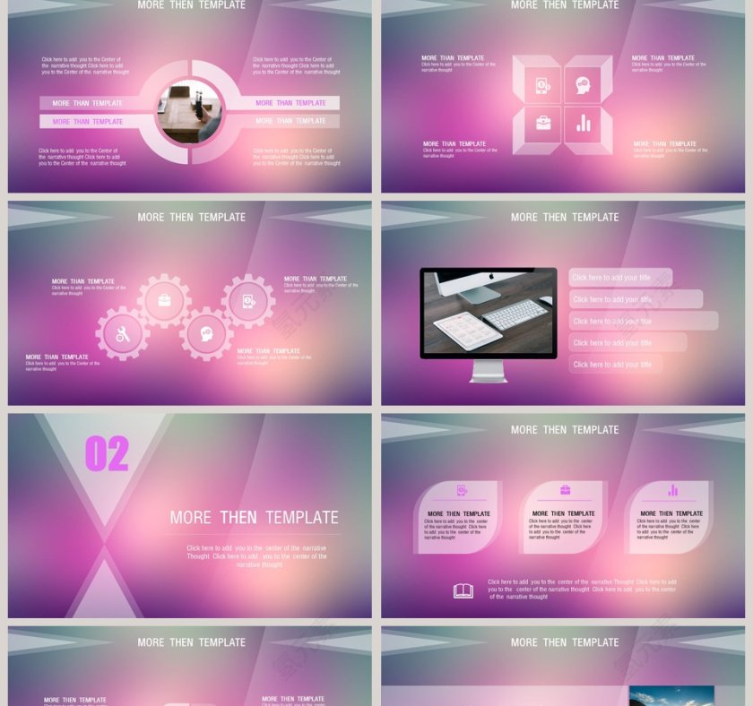 炫彩文艺IOS风PPT模板第2张